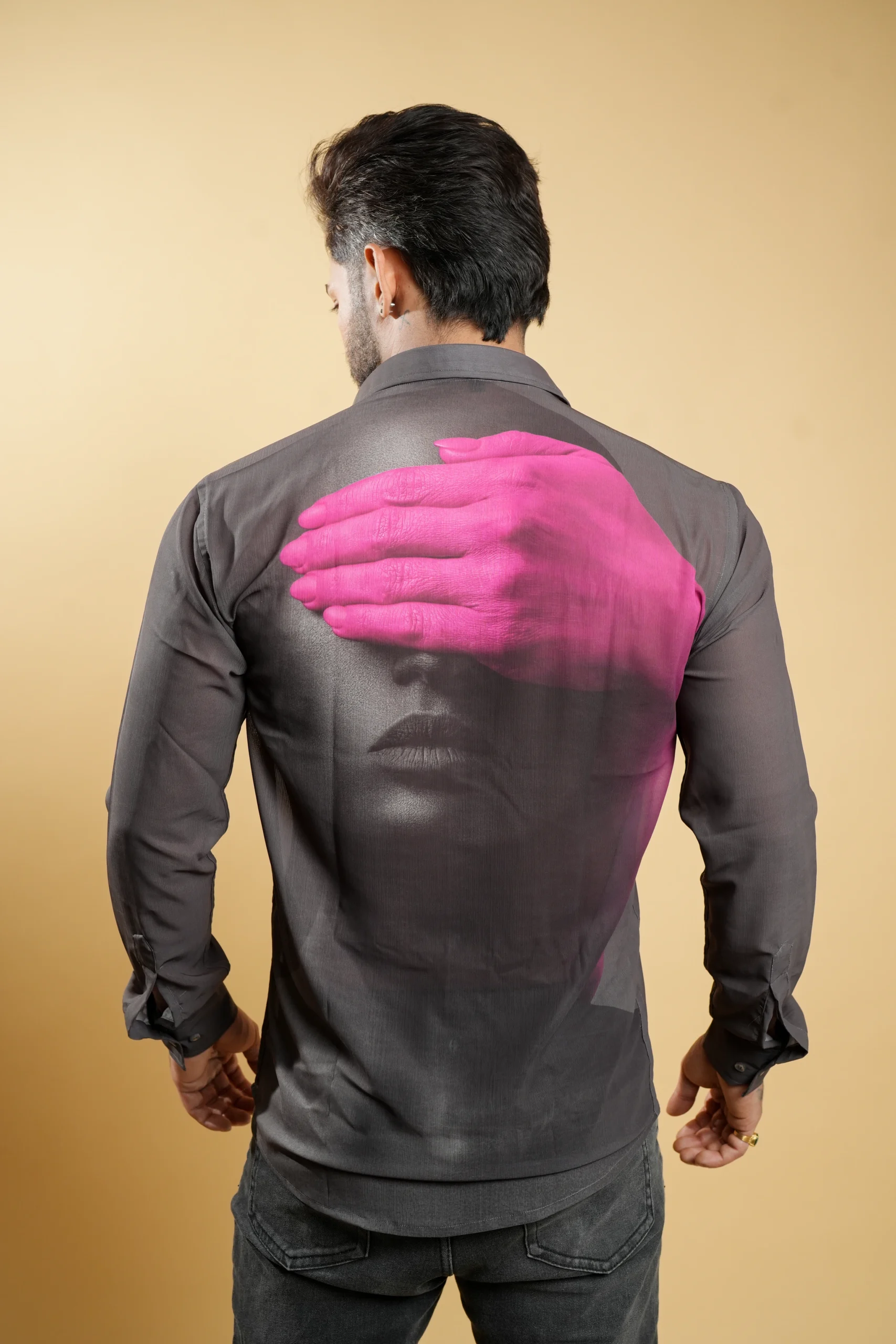 Casual Black Printed Shirt from Woora Collection