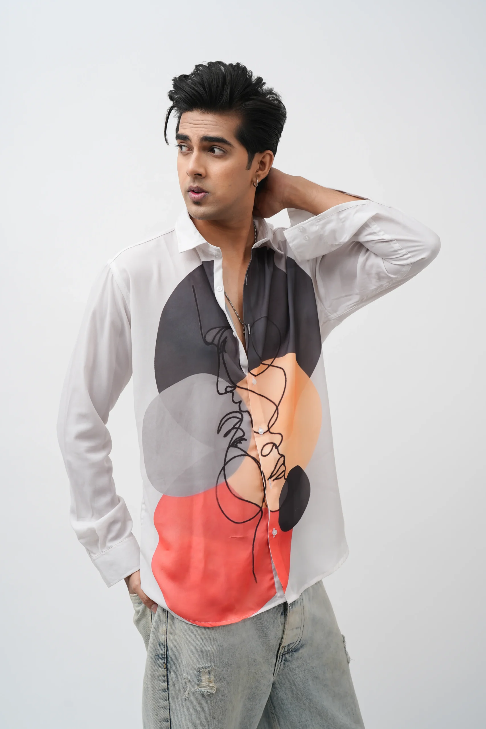 Mufti Men Multi-Color Abstract Slim Fit Shirt