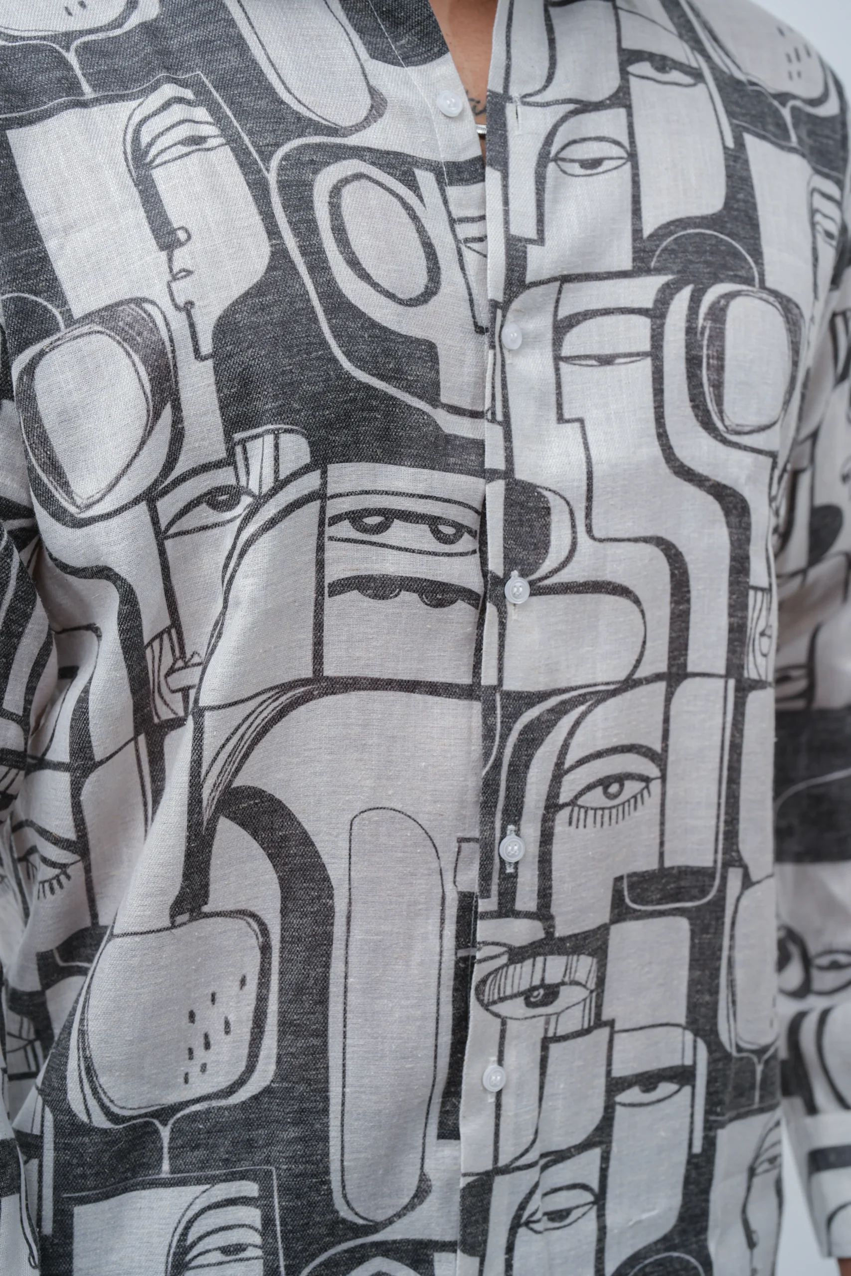 Abstract Face Print Casual Shirt - Image 4