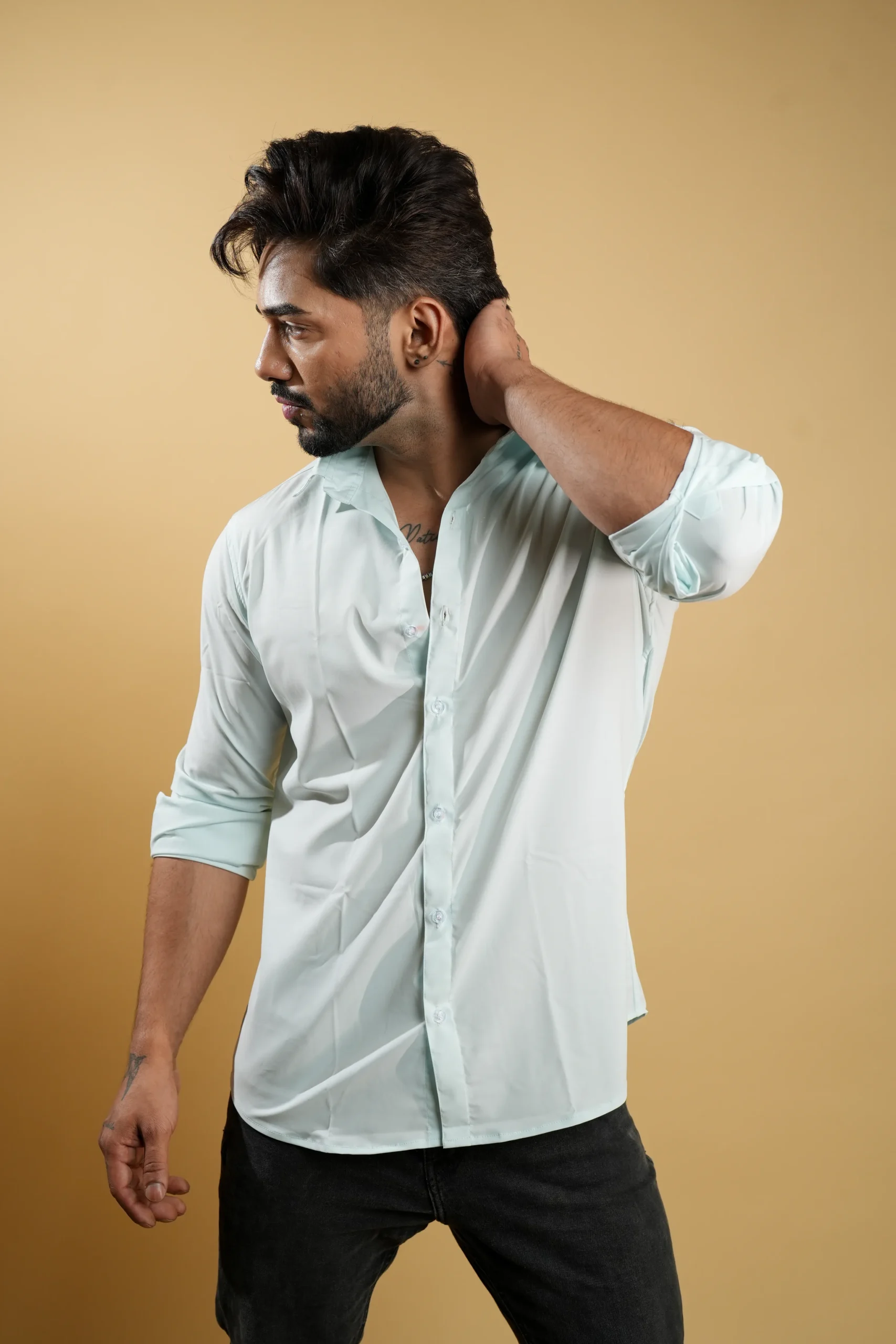 Solid Mint Green Casual Shirt
