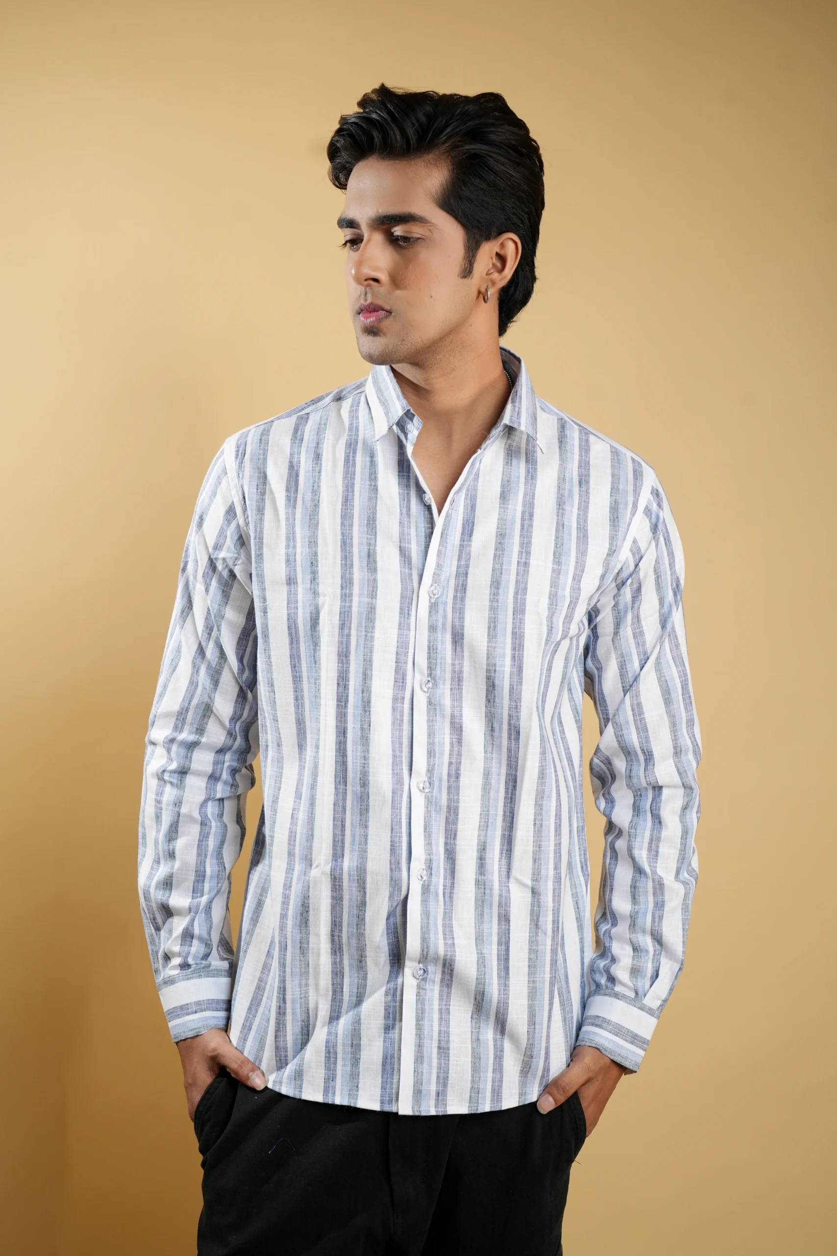 Classic Vertical Stripe Casual Shirt