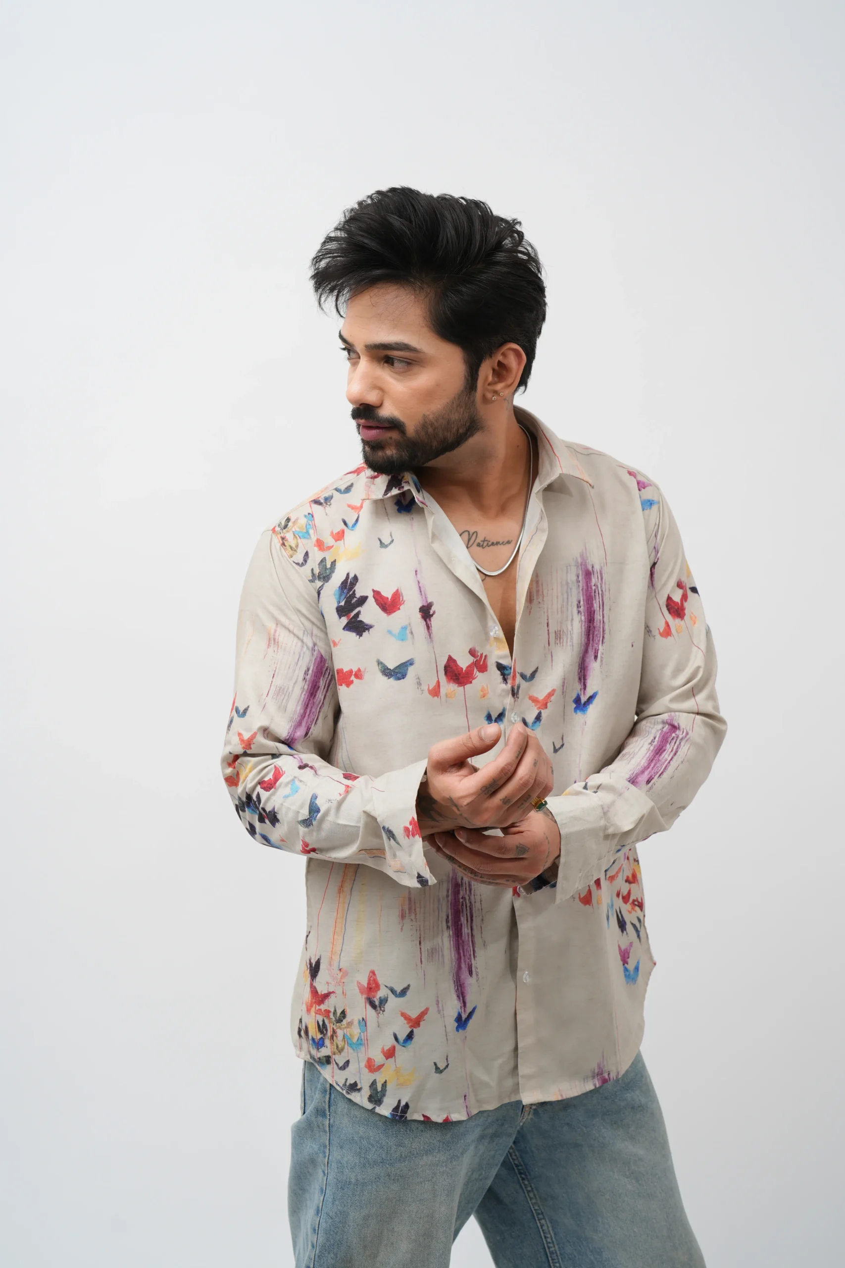 Multicolor Butterfly & Brush Casual Shirt