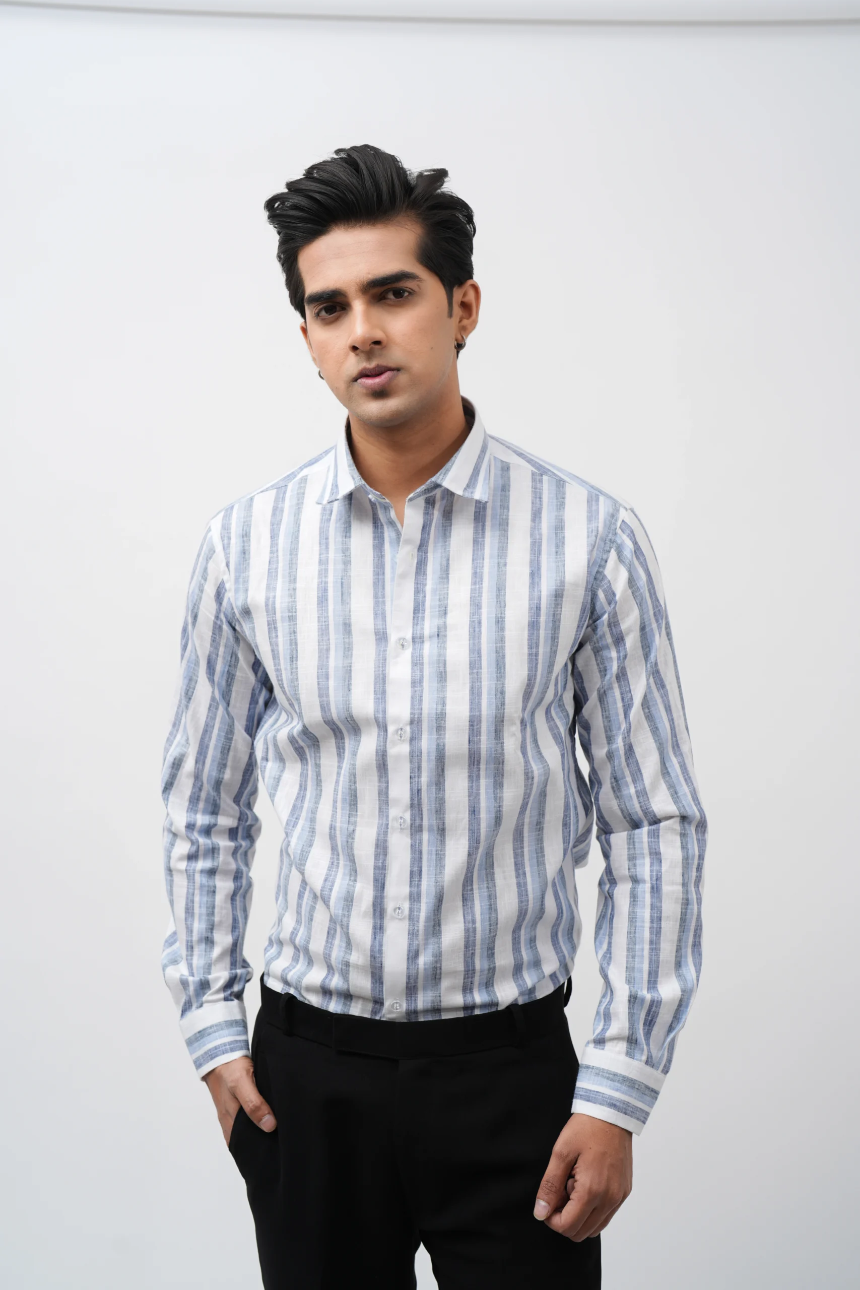 Classic Vertical Stripe Casual Shirt