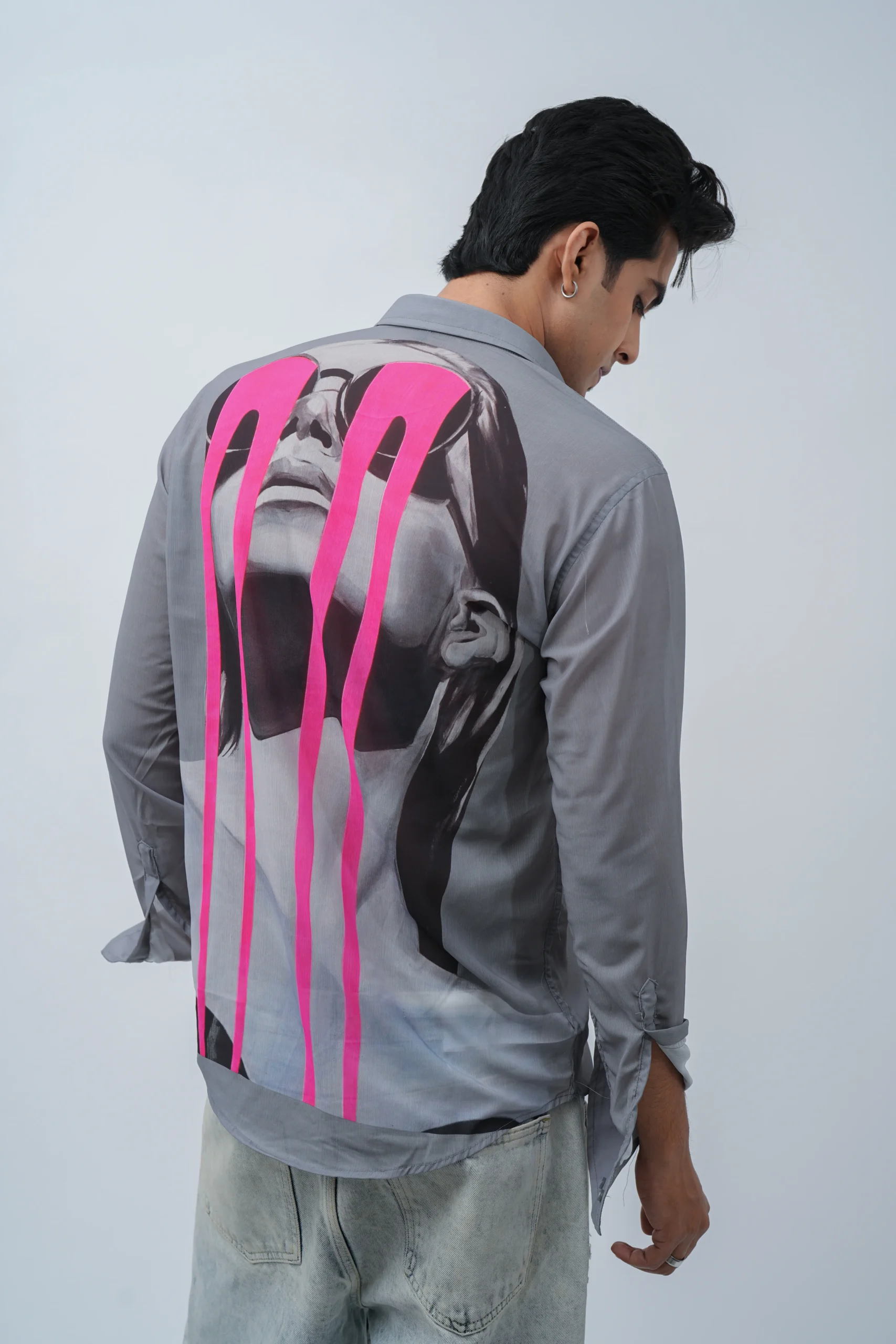 Abstract Portrait Print Back Shirt