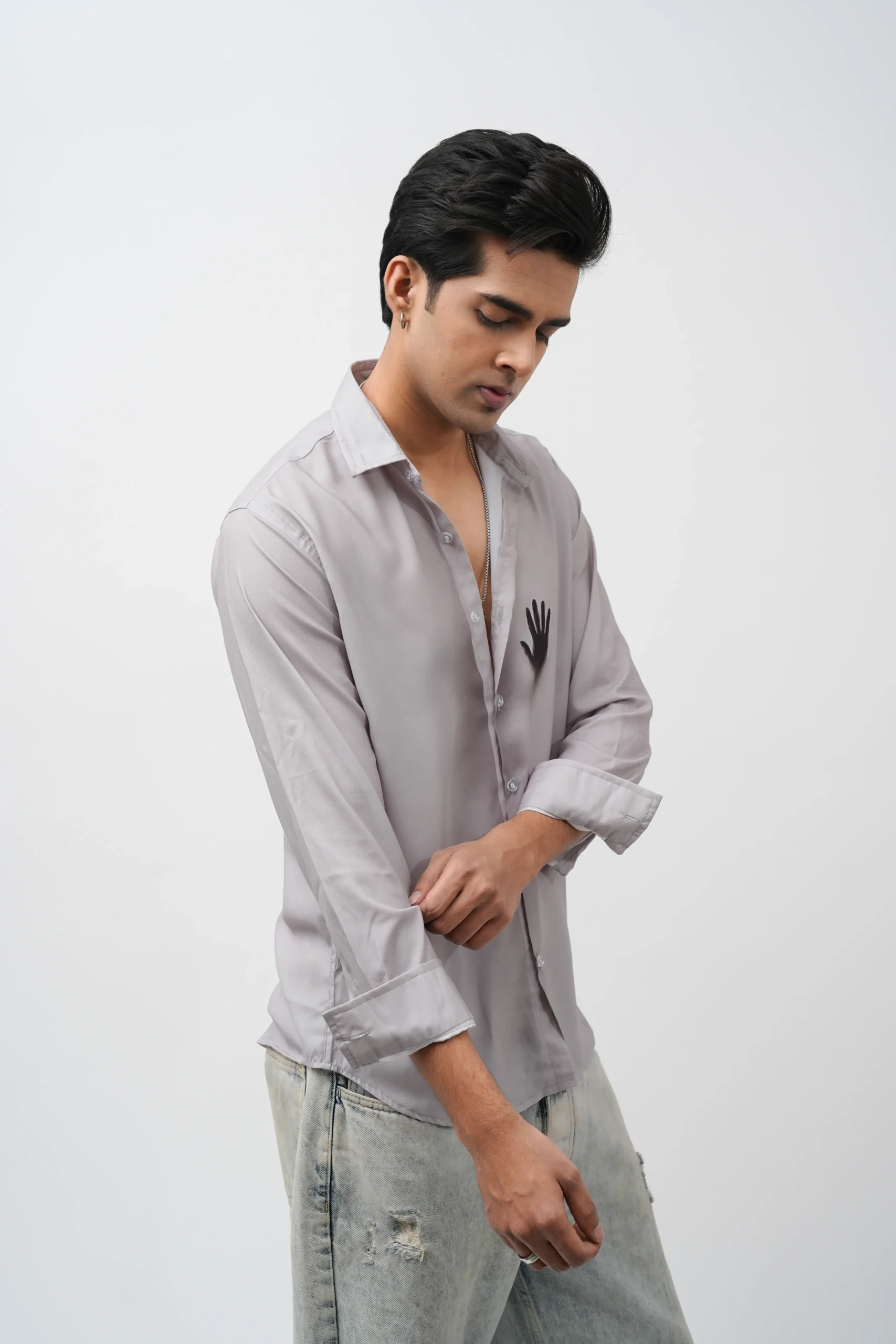 Minimal Hand Print Casual Shirt